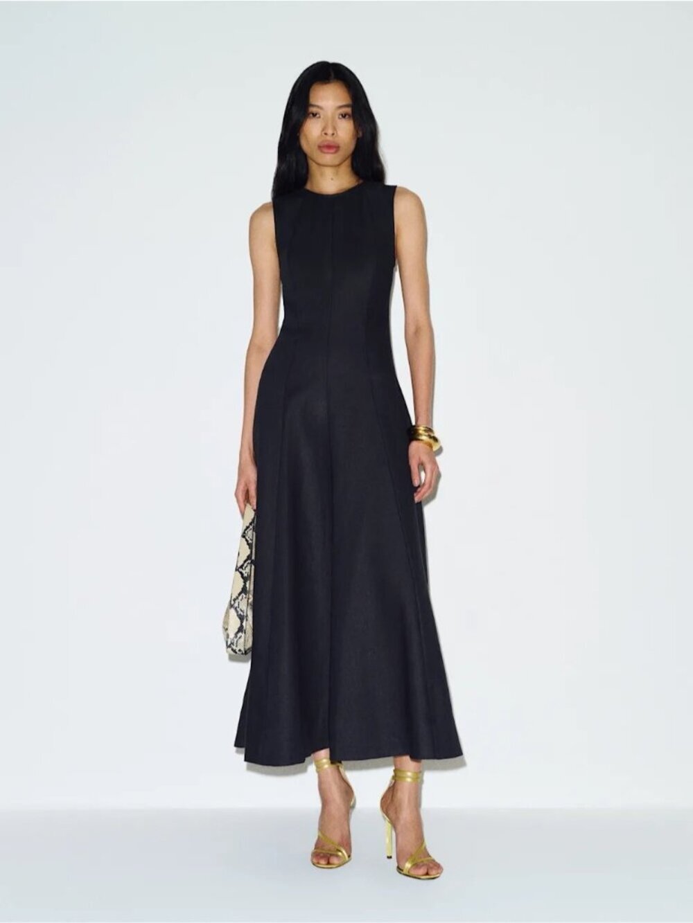 NEW Reformation Cecilia Linen Sleeveless Maxi Dress Black | US 2 UK 6
